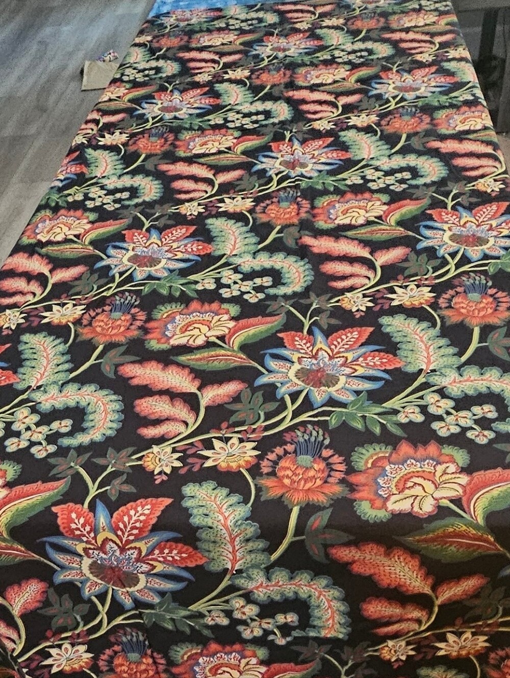 April Cornell Black Floral Cotton Tablecloth - Large 59x115" Banquet Size